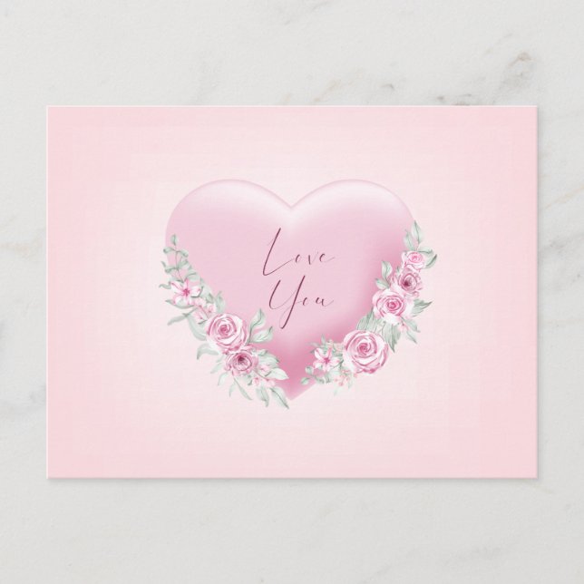 Carte Postale Coeur rose Valentines (Devant)