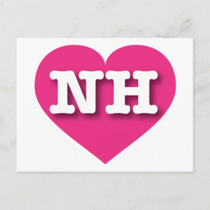 Carte Postale Cœur rose vif de New Hampshire - J'aime NH