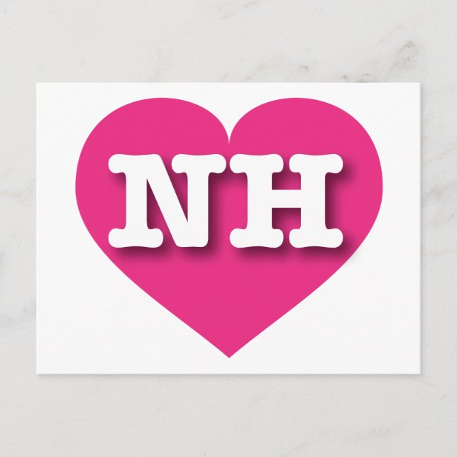 Carte Postale Cœur rose vif de New Hampshire - J'aime NH (Devant)