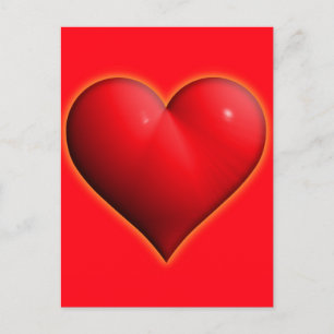 Carte Postale Coeur rouge 3-D brillant