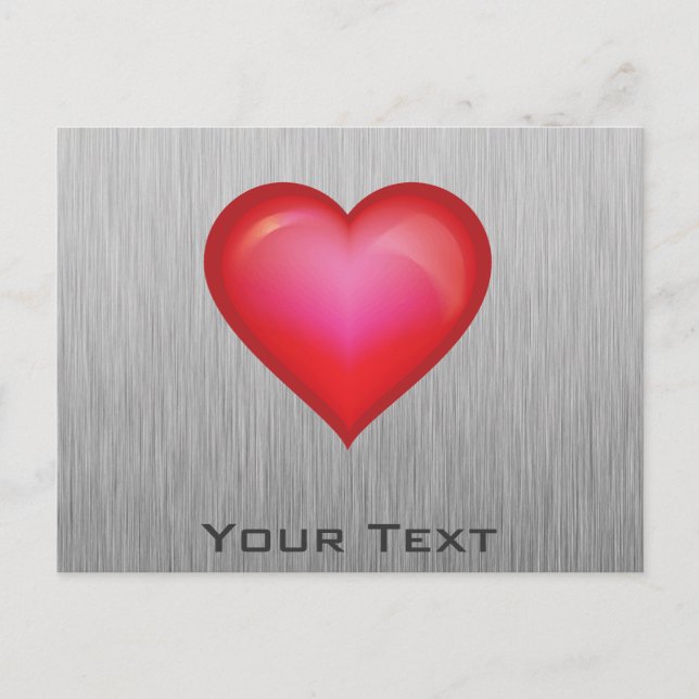 Carte Postale Coeur rouge ; aspect métallique (Devant)