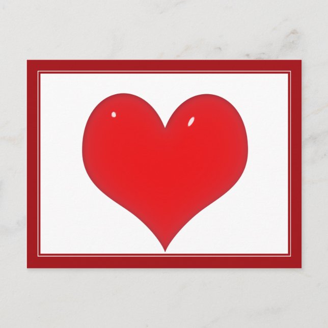 Carte Postale Coeur rouge brillant (Devant)