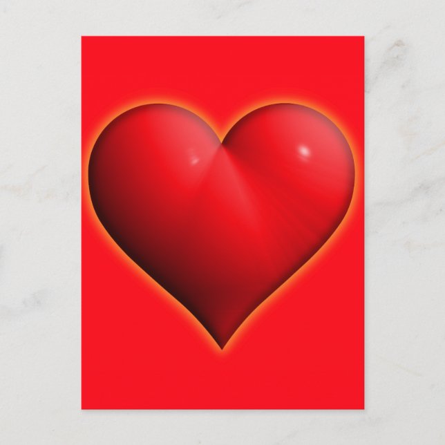 Carte Postale Cœur Rouge Brillant 3D (Devant)