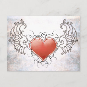Carte Postale Coeur rouge cristal angélique
