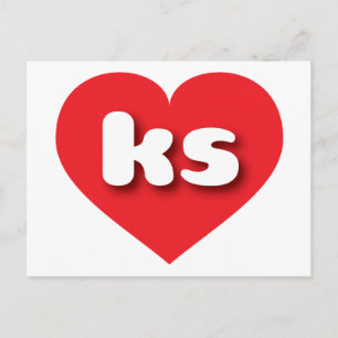 Carte Postale Coeur rouge du Kansas - I love ks