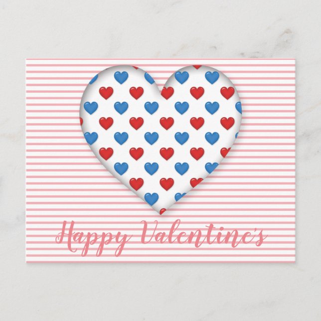 Carte Postale Coeur rouge et bleu (Devant)