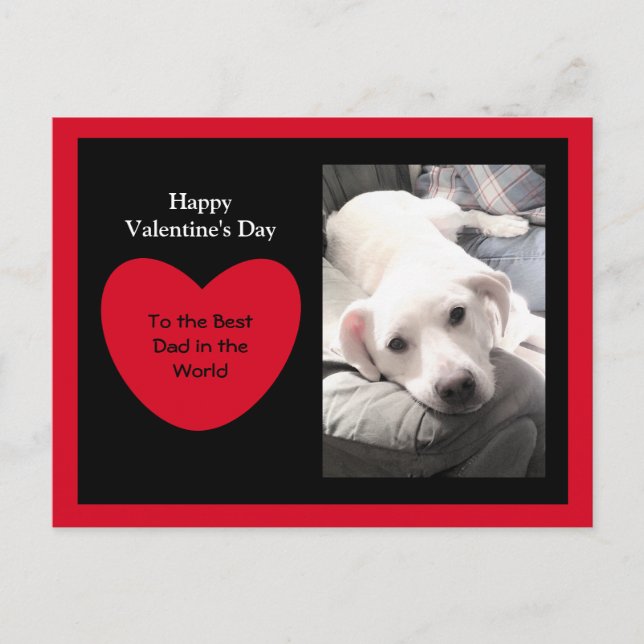 Carte Postale Coeur Rouge mignon Saint Valentin Chien Chien Chie (Devant)