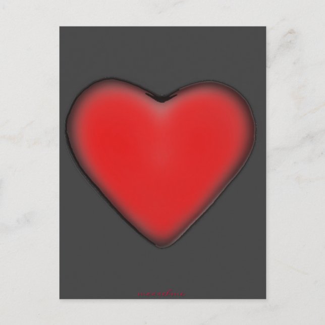 Carte Postale Coeur rouge sur gris (Devant)