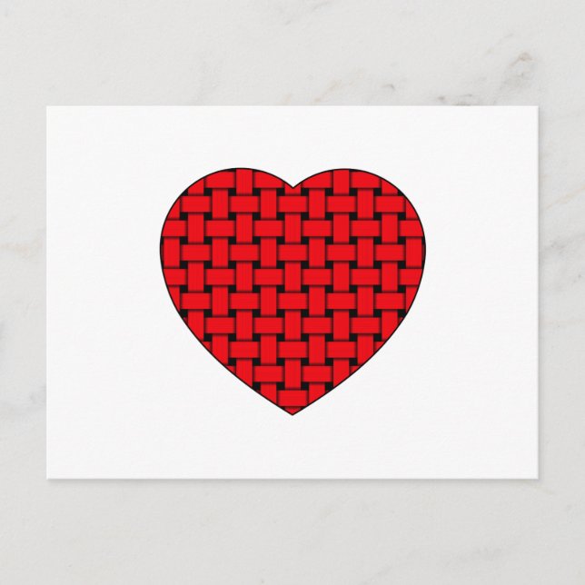 Carte Postale Coeur rouge tressé (Devant)