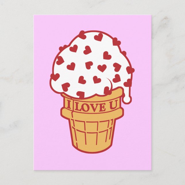 Carte Postale Coeur Saupoudrer le cône de crème de glace (Devant)