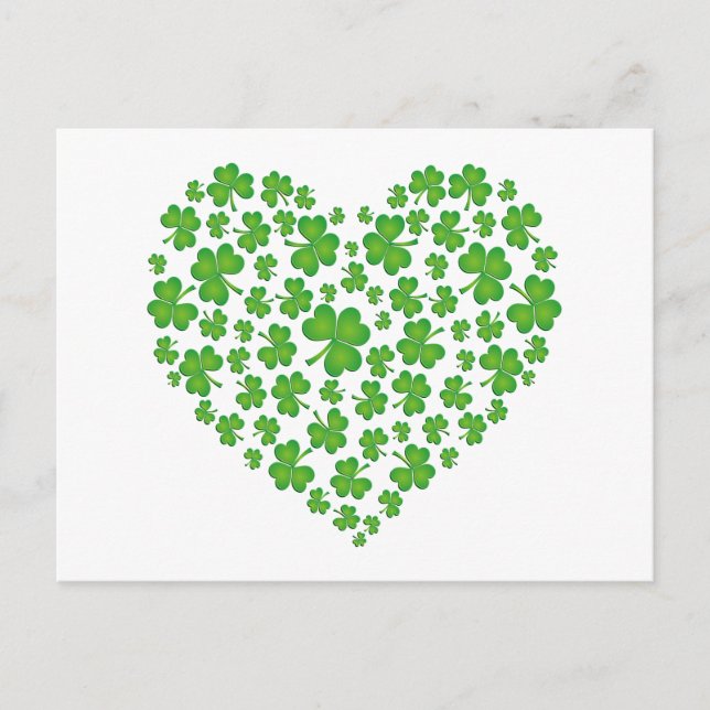 Carte Postale Coeur Shamrock vert (Devant)