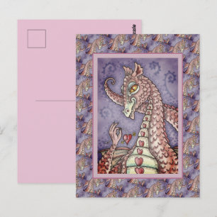 CARTE POSTALE COEUR SUR UNE CHAÎNE DRAGON ROSE VALENTINE, IMAGIN