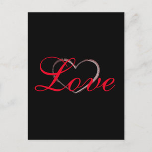 Carte Postale Cœur Tendance Gris Calligraphie Amour Mariage