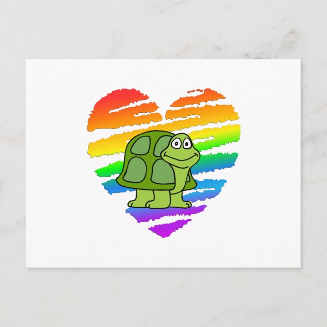 Carte Postale Coeur tortue et arc-en-ciel (Devant)