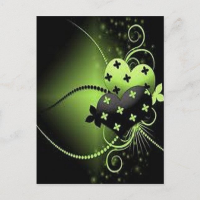 Carte Postale coeur vert (Devant)