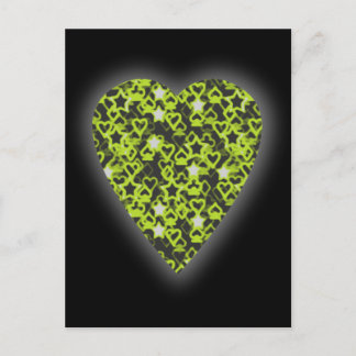 Carte Postale Coeur vert citron. Conception Cardiaque À Motifs.