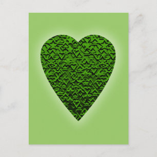 Carte Postale Coeur Vert. Conception Cardiaque À Motifs.
