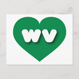 Carte Postale Coeur vert de Virginie occidentale - J'aime wv