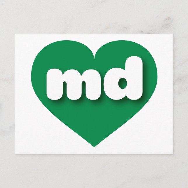 Carte Postale Coeur vert Maryland - J'aime md (Devant)