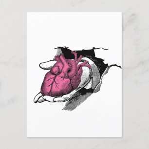 Carte Postale Coeur vintage à la main à travers la fissure