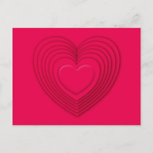 Carte Postale Cœurs 3D stratifiés - rouge rosé