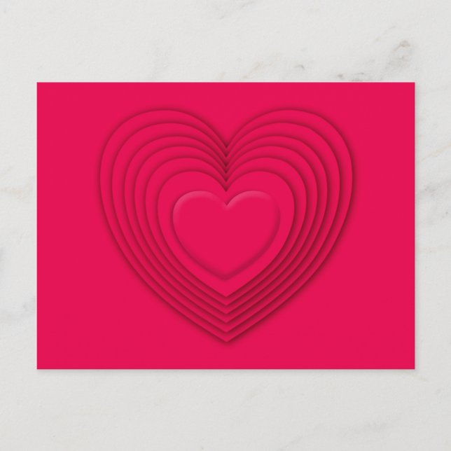 Carte Postale Cœurs 3D stratifiés - rouge rosé (Devant)