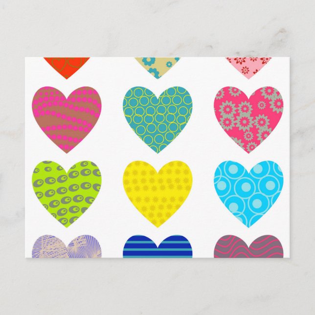 Carte Postale Coeurs à motifs (Devant)