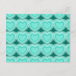 Carte Postale Coeurs Abstraits modernes - Aqua et Turquoise
