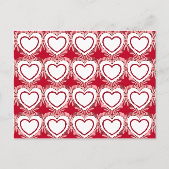 Carte Postale Coeurs Abstraits modernes - Rouge et Blanc (Devant)
