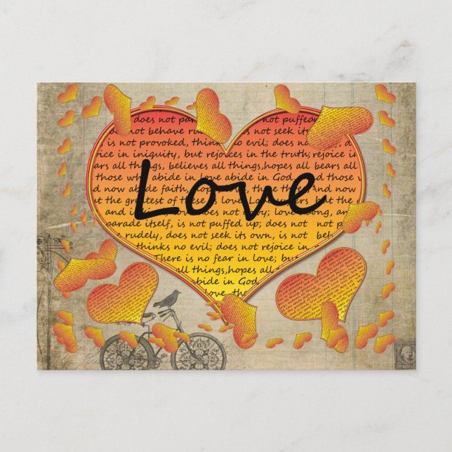 Carte Postale Cœurs Amour 1 Corinthiens 13 (Devant)