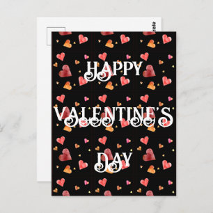 Carte postale Coeurs aquarelle colorée