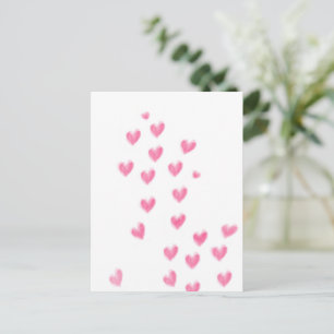 Carte postale Coeurs Aquarelle Rose Cute