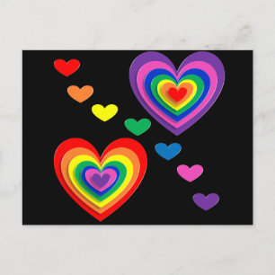 Carte postale Coeurs arc-en-ciel