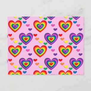 Carte postale Coeurs arc-en-ciel