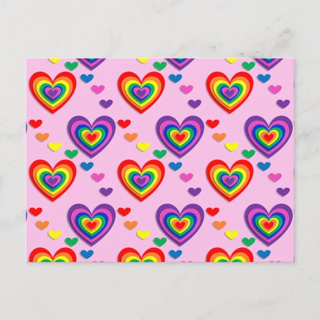 Carte postale Coeurs arc-en-ciel (Devant)