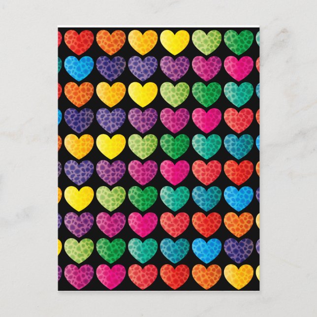 Carte Postale Coeurs arc-en-ciel texturés (Devant)