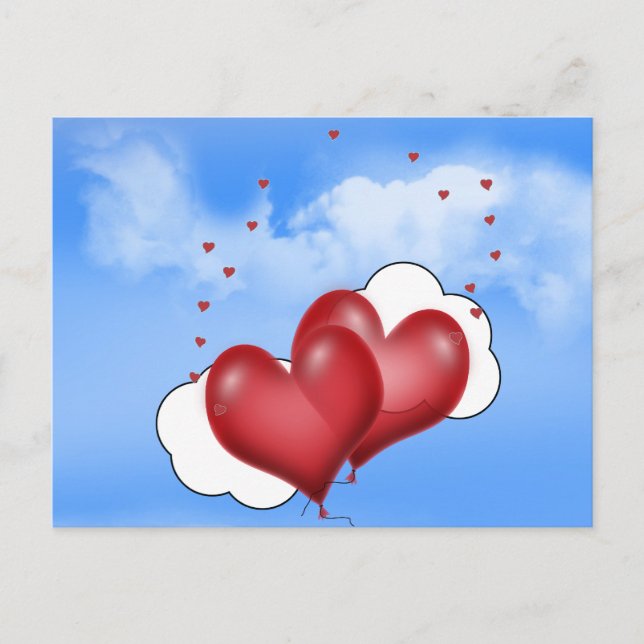 Carte Postale Coeurs Balloons Avec Petits Coeurs (Devant)
