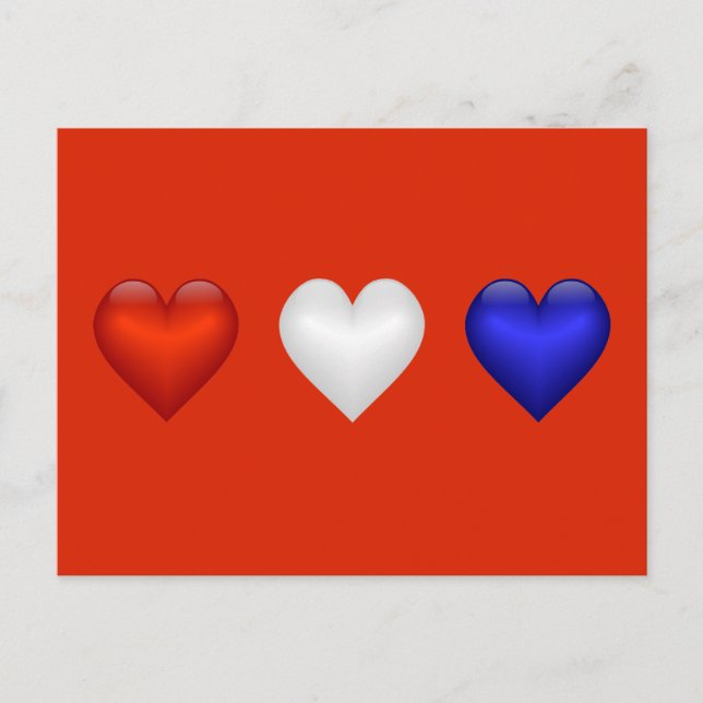 Carte Postale Coeurs Blancs et Bleus rouges (Devant)