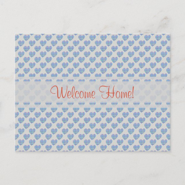 Carte Postale Coeurs bleus Bienvenue à la maison ! (Devant)