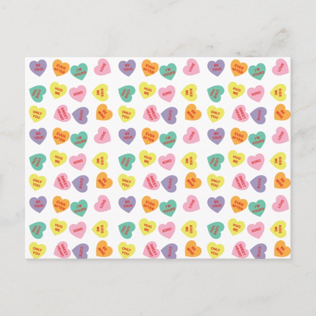 Carte postale Coeurs bonbons Conversation (Devant)