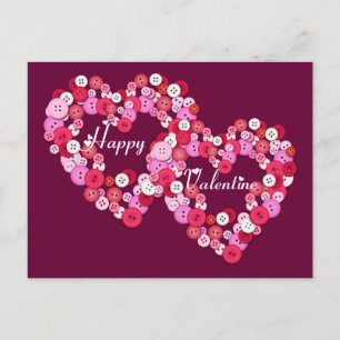 Carte Postale Coeurs Buttonisés