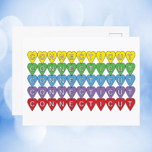 Carte Postale Coeurs colorés Connecticut