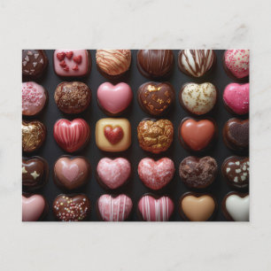 Carte Postale Coeurs colorés de chocolat Saint-Valentin