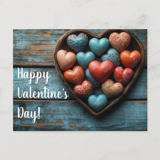 Carte Postale Coeurs colorés de la Saint-Valentin (Devant)