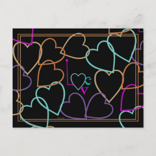 Carte Postale Coeurs colorés Salutation de la Saint-Valentin