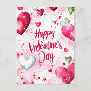 Carte Postale Coeurs colorés Salutation de Valentine