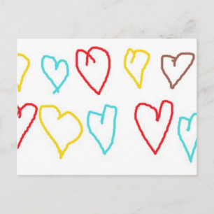 Carte Postale Coeurs Crayon
