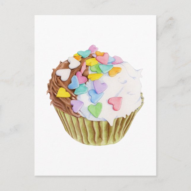 Carte postale Coeurs Cupcake (Devant)