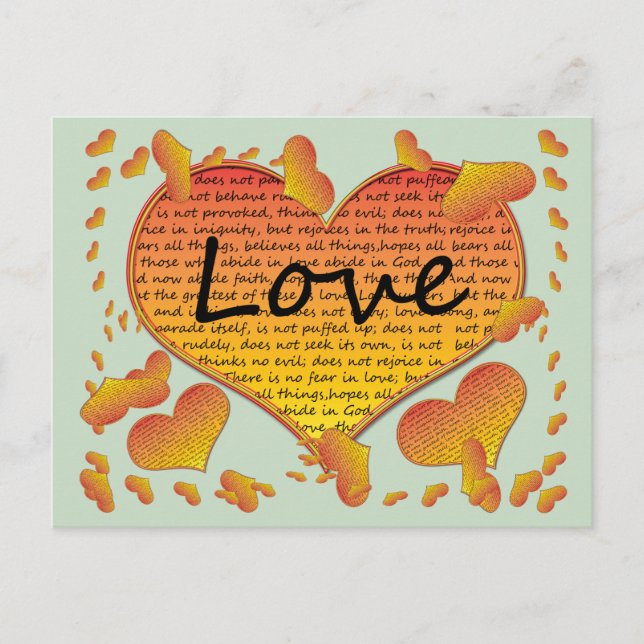 Carte Postale Cœurs d'amour 1 Corinthiens 13 (Devant)