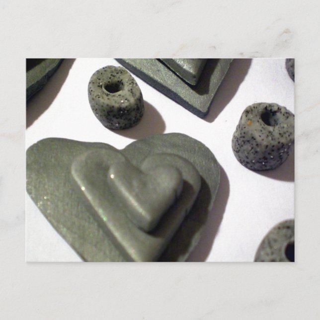 Carte Postale Coeurs d'amour argent (Devant)